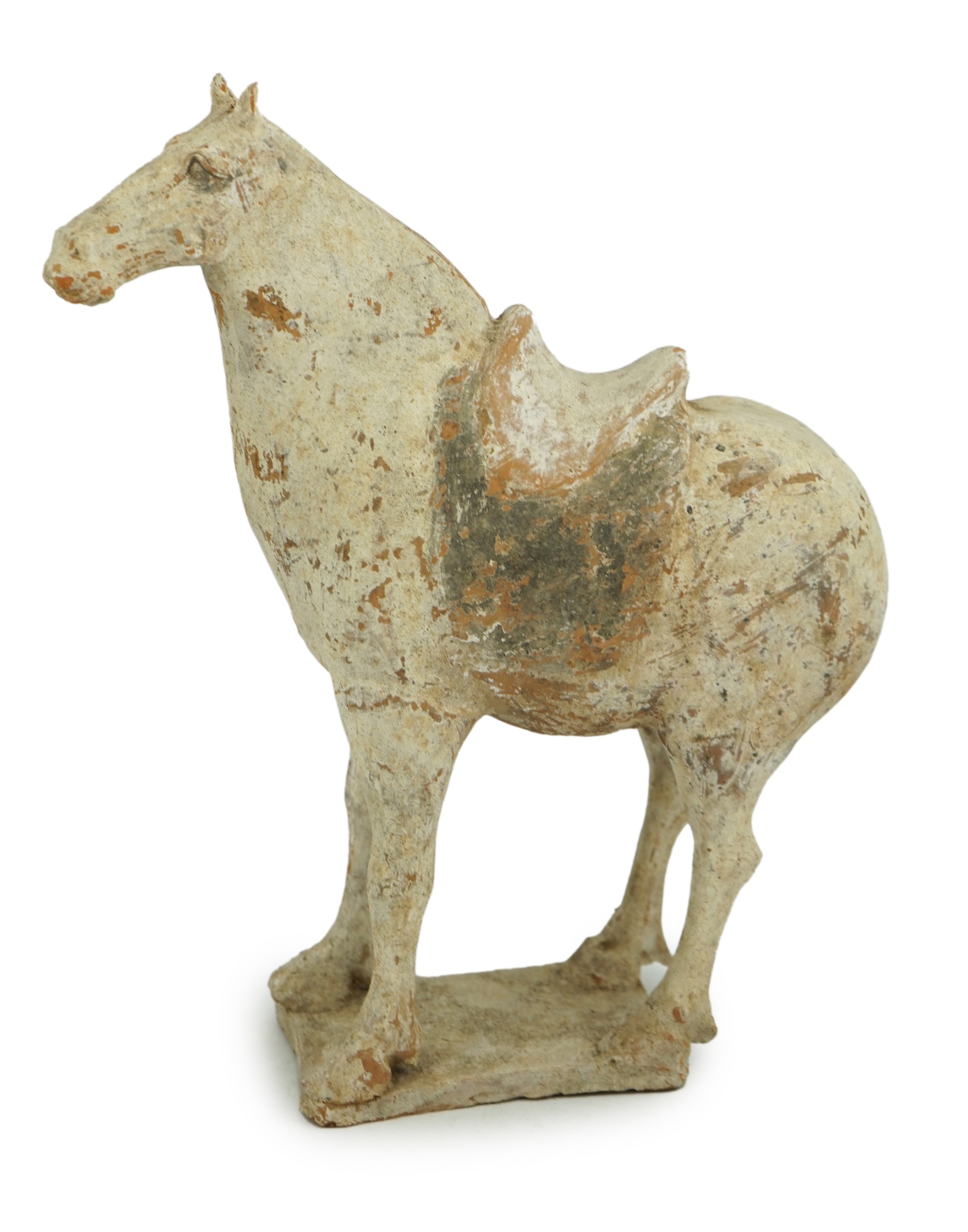 A Chinese painted pottery saddled horse, Tang Dynasty (AD 618-906)